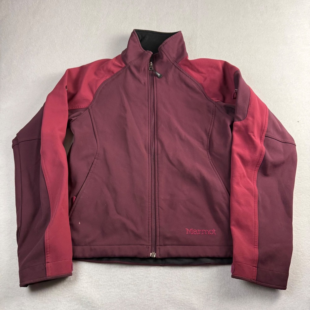 Marmot Womens Softshell Jacket Burgundy Red Fleece Lined Full Zip Size Medium